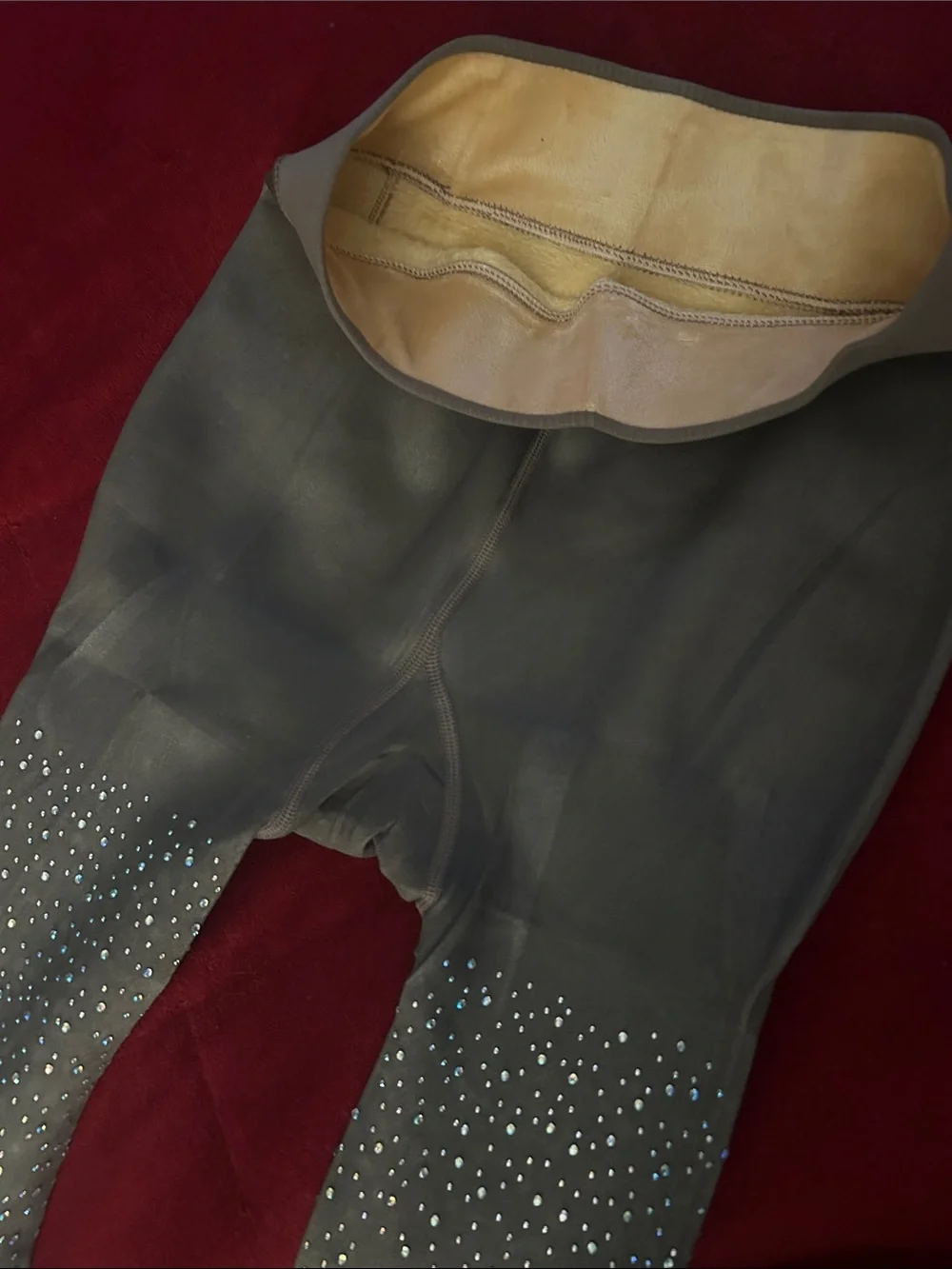Embellished Olive Green Tights with Rhinestones